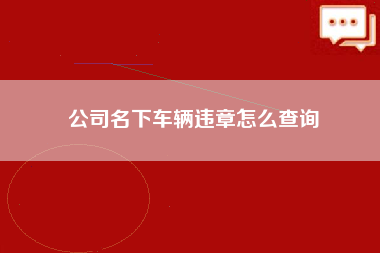 公司名下车辆违章怎么查询