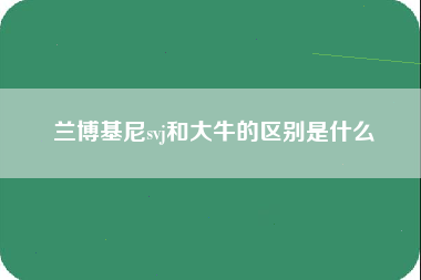 兰博基尼svj和大牛的区别是什么