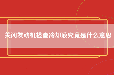 关闭发动机检查冷却液究竟是什么意思