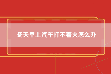 冬天早上汽车打不着火怎么办