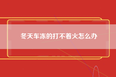 冬天车冻的打不着火怎么办