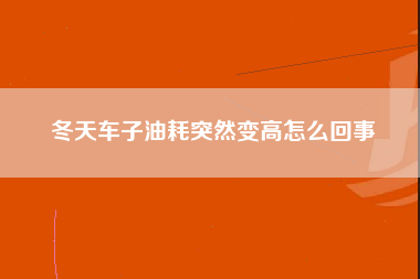 冬天车子油耗突然变高怎么回事