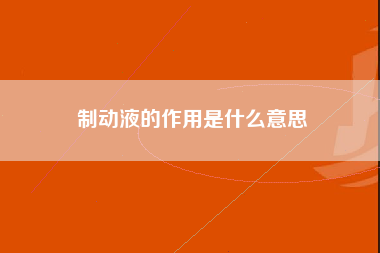 制动液的作用是什么意思