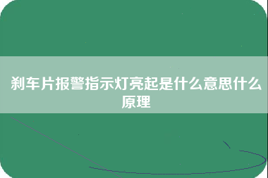 刹车片报警指示灯亮起是什么意思什么原理