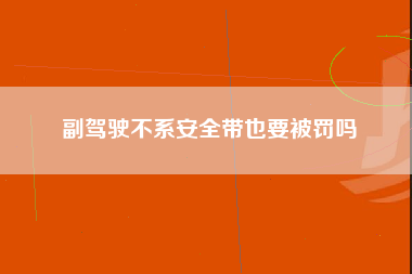 副驾驶不系安全带也要被罚吗