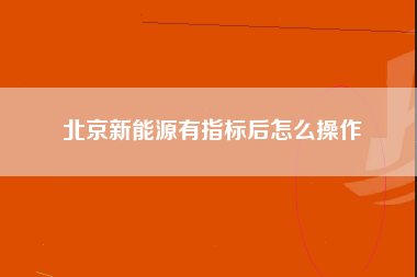 北京新能源有指标后怎么操作