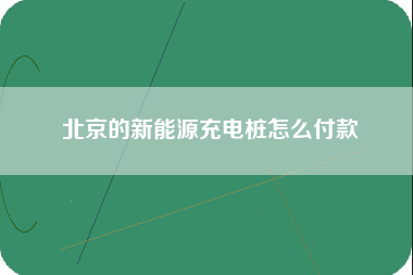 北京的新能源充电桩怎么付款