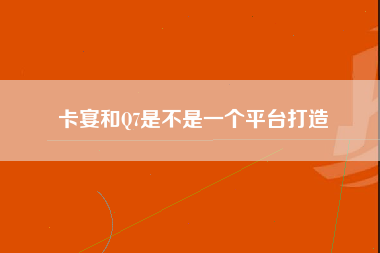 卡宴和Q7是不是一个平台打造