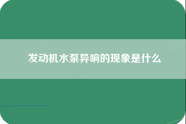 发动机水泵异响的现象是什么