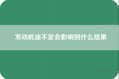 发动机油不足会影响到什么结果