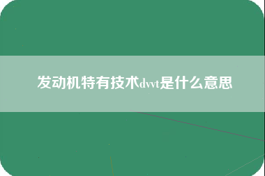 发动机特有技术dvvt是什么意思