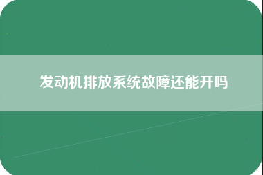 发动机排放系统故障还能开吗