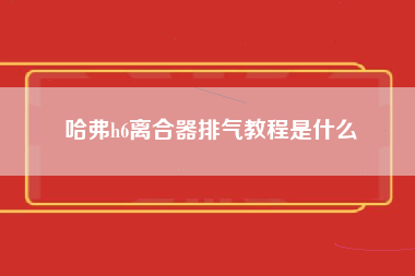 哈弗h6离合器排气教程是什么