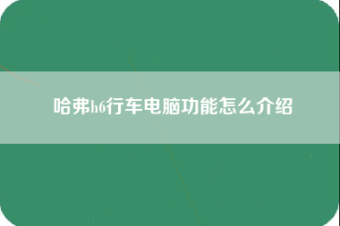 哈弗h6行车电脑功能怎么介绍