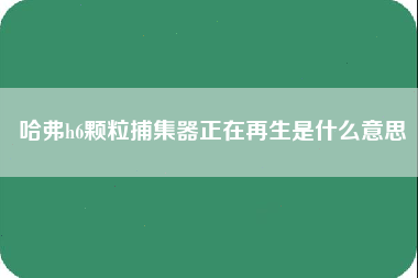 哈弗h6颗粒捕集器正在再生是什么意思