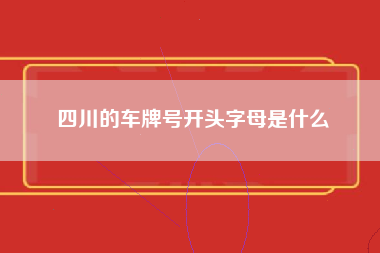 四川的车牌号开头字母是什么