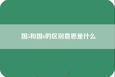 国5和国6的区别意思是什么