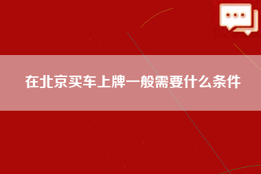 在北京买车上牌一般需要什么条件