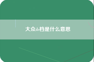 大众ds档是什么意思