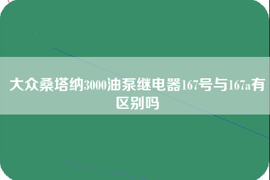 大众桑塔纳3000油泵继电器167号与167a有区别吗