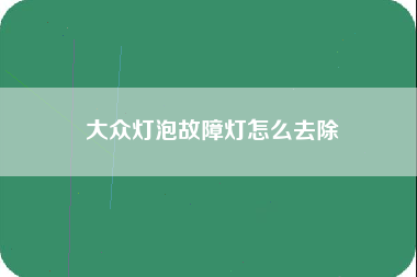 大众灯泡故障灯怎么去除