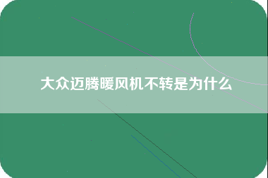 大众迈腾暖风机不转是为什么