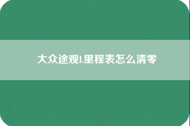 大众途观L里程表怎么清零