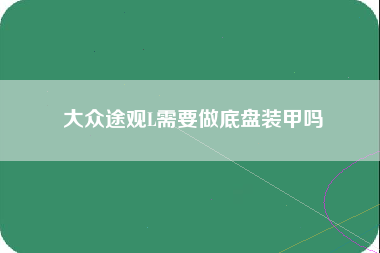 大众途观L需要做底盘装甲吗