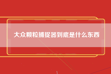 大众颗粒捕捉器到底是什么东西