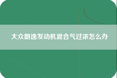 大众朗逸发动机混合气过浓怎么办