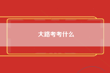 大路考考什么