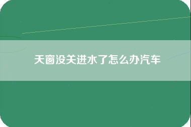 天窗没关进水了怎么办汽车