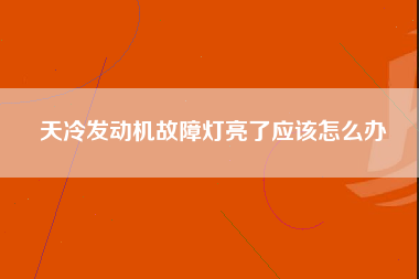 天冷发动机故障灯亮了应该怎么办