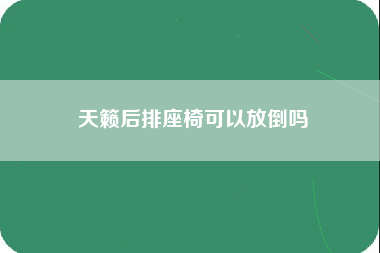 天籁后排座椅可以放倒吗