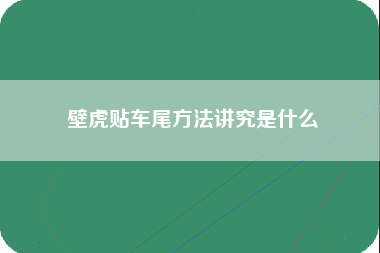 壁虎贴车尾方法讲究是什么