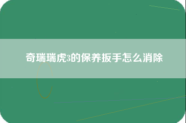 奇瑞瑞虎3的保养扳手怎么消除