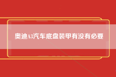 奥迪A3汽车底盘装甲有没有必要