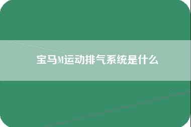 宝马M运动排气系统是什么