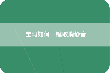 宝马如何一键取消静音