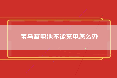 宝马蓄电池不能充电怎么办