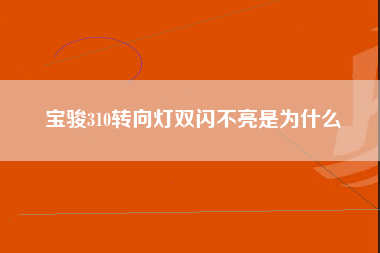 宝骏310转向灯双闪不亮是为什么