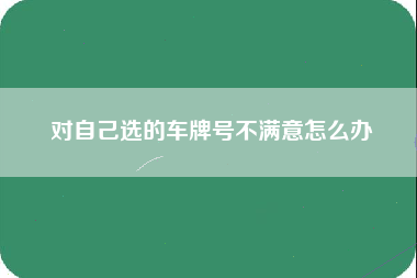 对自己选的车牌号不满意怎么办