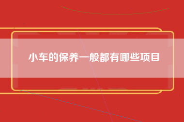 小车的保养一般都有哪些项目