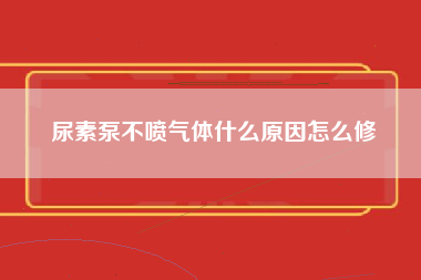 尿素泵不喷气体什么原因怎么修