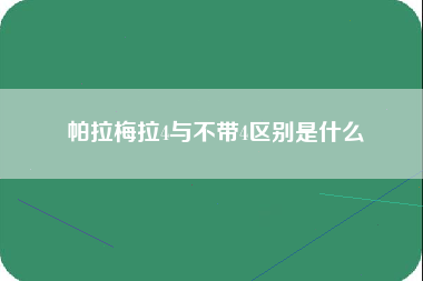 帕拉梅拉4与不带4区别是什么