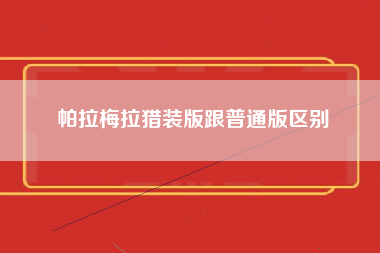 帕拉梅拉猎装版跟普通版区别