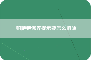 帕萨特保养提示要怎么消除