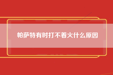 帕萨特有时打不着火什么原因