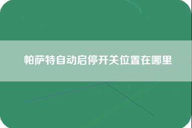 帕萨特自动启停开关位置在哪里