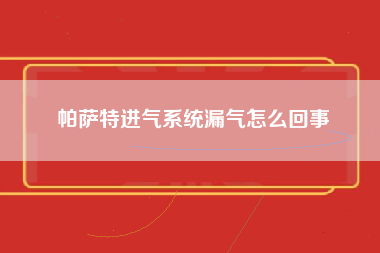 帕萨特进气系统漏气怎么回事